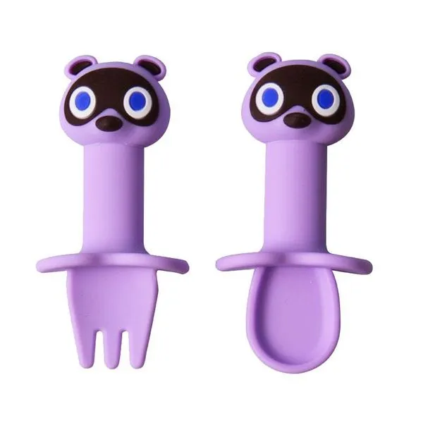 Cartoon Tier Silikon Löffel Gabel Set 9 Cartoon Tier Silikon Löffel Gabel Set – Bild 9