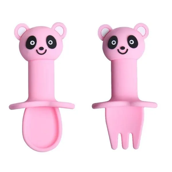 Cartoon Tier Silikon Löffel Gabel Set 10 Cartoon Tier Silikon Löffel Gabel Set – Bild 10