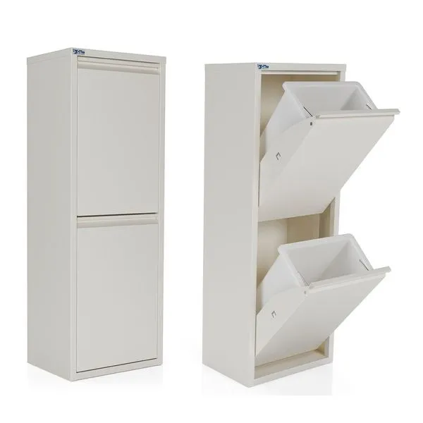 Bristol Mülleimer Mülltrenner Abfalleimer Aus Metall 2-türig 2x15L Weiß 1 Bristol Mülleimer Mülltrenner Abfalleimer Aus Metall 2-türig 2x15L Weiß