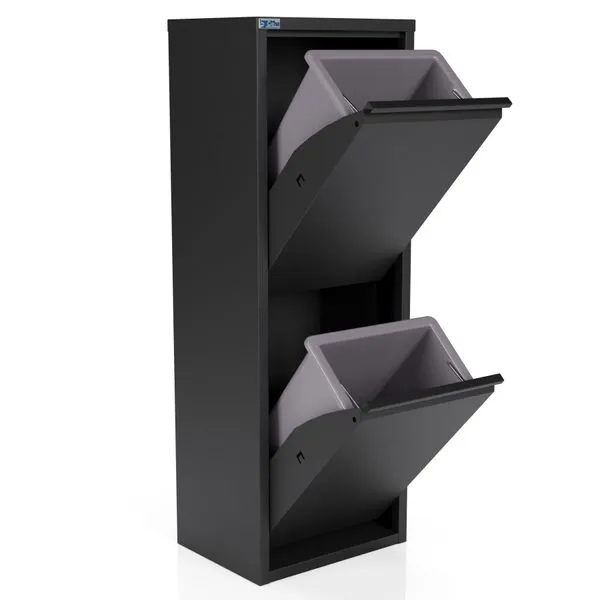 Bristol Mülleimer Mülltrenner Abfalleimer Aus Metall 2-türig 2x15L Schwarz 3 Bristol Mülleimer Mülltrenner Abfalleimer Aus Metall 2-türig 2x15L Schwarz – Bild 3