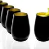 Stölzle Lausitz Becher 6er Set 465 Ml Matt Schwarz Und Gold Wassergläser 3520012