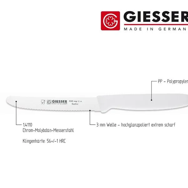 24er Besteckset Giesser Messer Gabel Esslöffel Teelöffel Tomatenmesser 11cm Weiß 4 24er Besteckset Giesser Messer Gabel Esslöffel Teelöffel Tomatenmesser 11cm Weiß – Bild 4