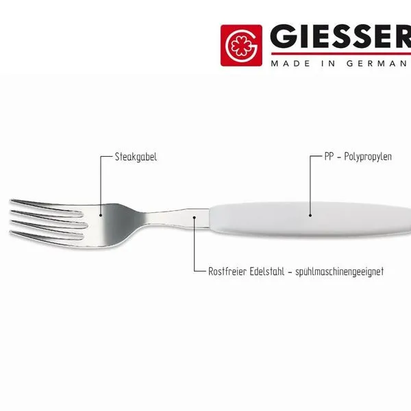 24er Besteckset Giesser Messer Gabel Esslöffel Teelöffel Tomatenmesser 11cm Weiß 10 24er Besteckset Giesser Messer Gabel Esslöffel Teelöffel Tomatenmesser 11cm Weiß – Bild 10