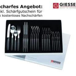 24er Besteckset Giesser Messer Gabel Esslöffel Löffel Tomatenmesser 11cm Schwarz