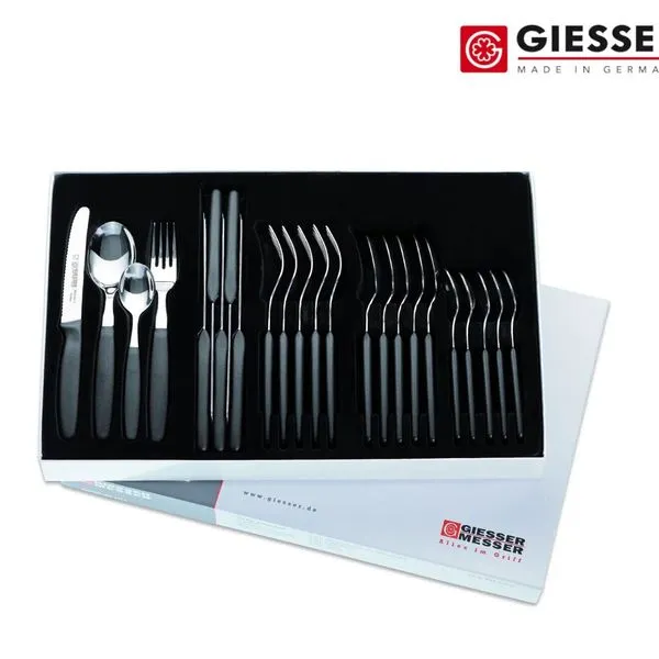 24er Besteckset Giesser Messer Gabel Esslöffel Löffel Tomatenmesser 11cm Schwarz 3 24er Besteckset Giesser Messer Gabel Esslöffel Löffel Tomatenmesser 11cm Schwarz – Bild 3