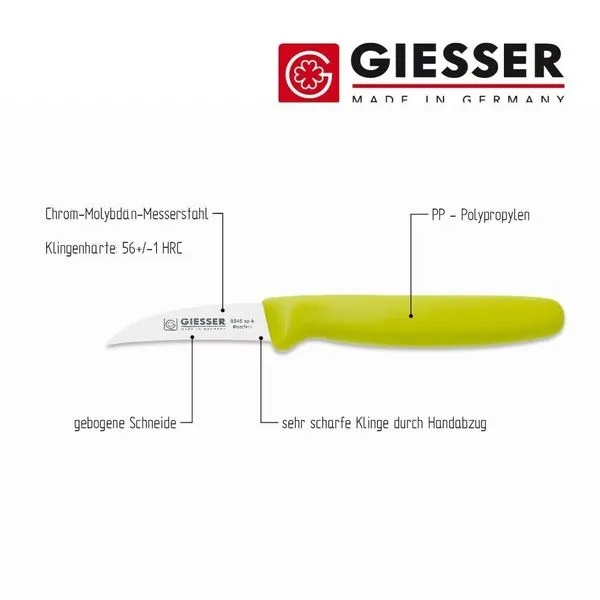Giesser Messer SP 6cm Gebogen Limette Kneipchen Obst Gemüse Schäl Tourniermesser 2 Giesser Messer SP 6cm Gebogen Limette Kneipchen Obst Gemüse Schäl Tourniermesser – Bild 2