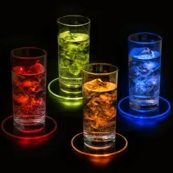 Precorn 4x LED Untersetzer Bierdeckel Leuchtend Getränke Gläser Flaschen Hochzeit