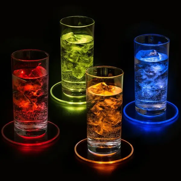 Precorn 4x LED Untersetzer Bierdeckel Leuchtend Getränke Gläser Flaschen Hochzeit 1 Precorn 4x LED Untersetzer Bierdeckel Leuchtend Getränke Gläser Flaschen Hochzeit