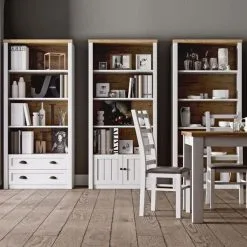 Steiner Shopping Moebel (GL) Vitrinenaufsatz Für Kommode Segnas, Farbe: Kiefer Weiß / Eiche Braun - 111 X 130 -Haushalt & Küche Geschäft 567819732