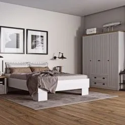 Steiner Shopping Moebel (GL) Vitrinenaufsatz Für Kommode Segnas, Farbe: Kiefer Weiß / Eiche Braun - 111 X 130 -Haushalt & Küche Geschäft 567819733