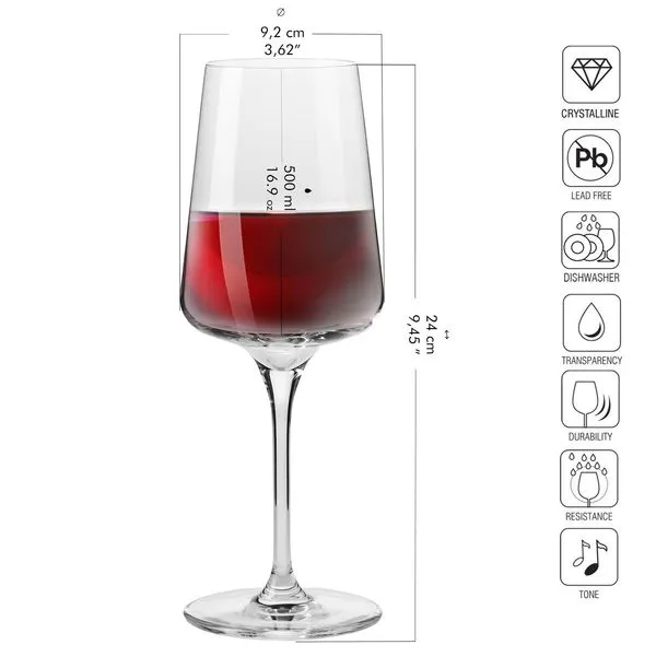KROSNO Gläser Für Rotwein Wein Sektgläser | Set 6 | 500 ML | Spülmaschine 2 KROSNO Gläser Für Rotwein Wein Sektgläser | Set 6 | 500 ML | Spülmaschine – Bild 2
