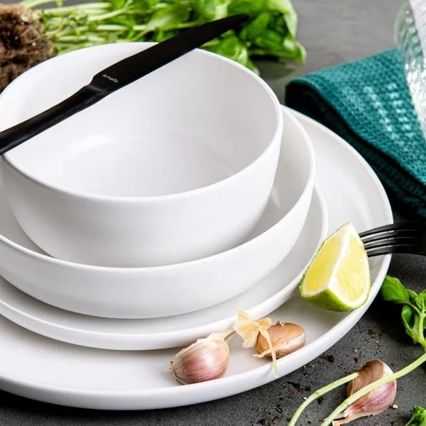 Geschirrset & Tafelservice & Schüsselset 6 Personen (18 Stück) Weiß VICTO Konsimo 2 Geschirrset & Tafelservice & Schüsselset 6 Personen (18 Stück) Weiß VICTO Konsimo – Bild 2