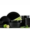 Tafelservice & Schüsselset & Suppenteller 6 Personen (24 Stück) Schwarz VICTO Konsimo