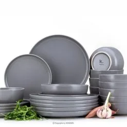 Tafelservice & Schüsselset & Suppenteller 6 Personen (24 Stück) Schwarz VICTO Konsimo -Haushalt & Küche Geschäft 571181016