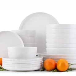 Tafelservice & Schüsselset & Suppenteller 6 Personen (24 Stück) Schwarz VICTO Konsimo -Haushalt & Küche Geschäft 571181023