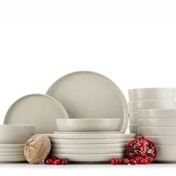 Tafelservice & Schüsselset & Suppenteller 6 Personen (24 Stück) Schwarz VICTO Konsimo -Haushalt & Küche Geschäft 571181028