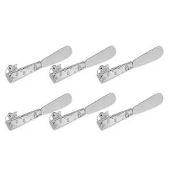 Versilbertes 6 Teiliges Buttermesser Set Motiv Käse & Maus