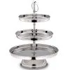 Große Edelstahl Etagere Glatt Poliert 3-stöckig 36 Cm