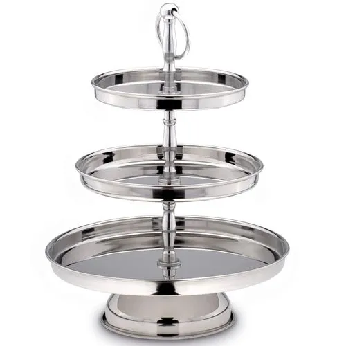 Große Edelstahl Etagere Glatt Poliert 3-stöckig 36 Cm 1 Große Edelstahl Etagere Glatt Poliert 3-stöckig 36 Cm