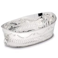 Großer Verzierter Versilberter Brotkorb Mit Griffe 29.5x18 Cm