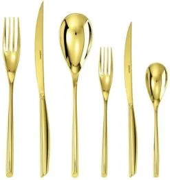Sambonet Bamboo Edelstahl/ PVD Gold Besteck 36tlg. Vh. 52719G83