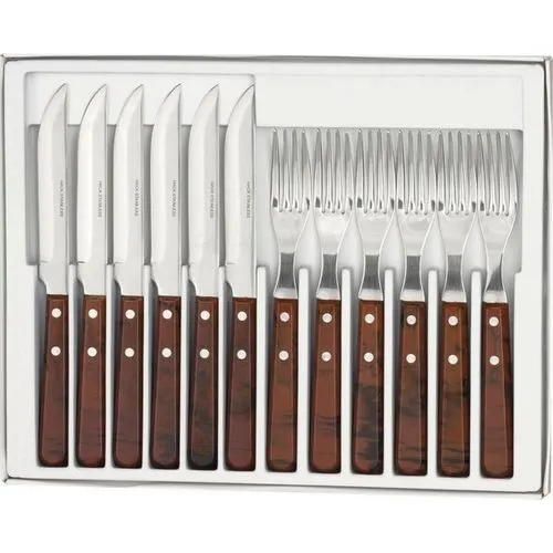 Unbekannter Hersteller Rustika Heurigenbesteck 12-tlg., Braun. 1 Unbekannter Hersteller Rustika Heurigenbesteck 12-tlg., Braun.