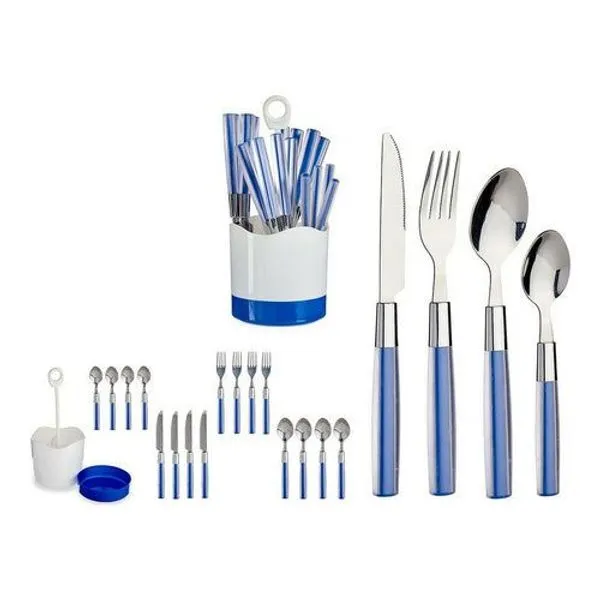 Bigbuy Home Besteck-Set 16 Stücke Silberfarben Blau Edelstahl 2 Bigbuy Home Besteck-Set 16 Stücke Silberfarben Blau Edelstahl – Bild 2