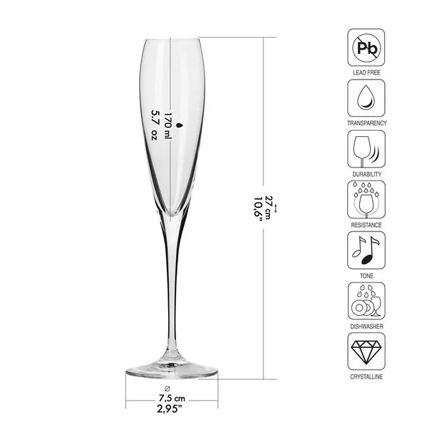 Krosno Perla Gläser Für Champagne Prosecco | Set 4 | 170 ML | Spülmaschine 2 Krosno Perla Gläser Für Champagne Prosecco | Set 4 | 170 ML | Spülmaschine – Bild 2