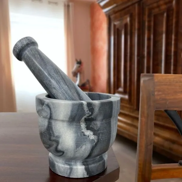 Mörser Und Stößel Steinmörser Marmor Zerkleinerer Gewürzmörser Küche Antik-Stil 2 Mörser Und Stößel Steinmörser Marmor Zerkleinerer Gewürzmörser Küche Antik-Stil – Bild 2