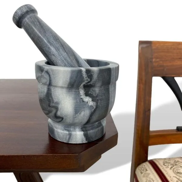 Mörser Und Stößel Steinmörser Marmor Zerkleinerer Gewürzmörser Küche Antik-Stil 4 Mörser Und Stößel Steinmörser Marmor Zerkleinerer Gewürzmörser Küche Antik-Stil – Bild 4