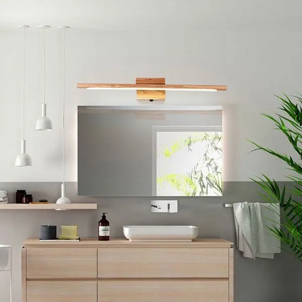 Holz Badezimmerspiegellampe Mit Schalter Moderne LED Innenwandleuchte 2 Holz Badezimmerspiegellampe Mit Schalter Moderne LED Innenwandleuchte – Bild 2