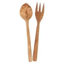 Lantelme Olivenholz Salatbesteck Set 2 Teilig Salatlöffel Salatgabel Holz Hochwertig 26cm