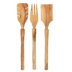 Lantelme Olivenholz Salatbesteck Set 3 Teilig Salatlöffel Salatgabel Holz Hochwertig 30cm