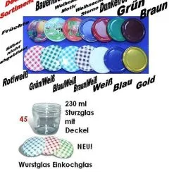 Einmachgläser Marmeladegläser Einkochgläser Wurstgläser 230ml 45 Stück Mit Deckel NEU